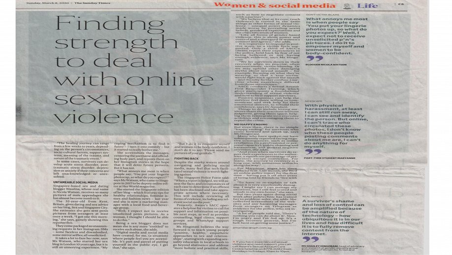 Understanding Technology-Facilitated Sexual Violence (TFSV) - The Sunday Times 8 March 2020