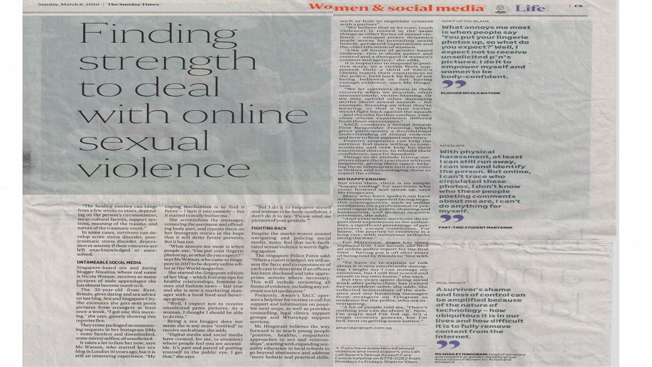 Understanding Technology-Facilitated Sexual Violence (TFSV) - The Sunday Times 8 March 2020